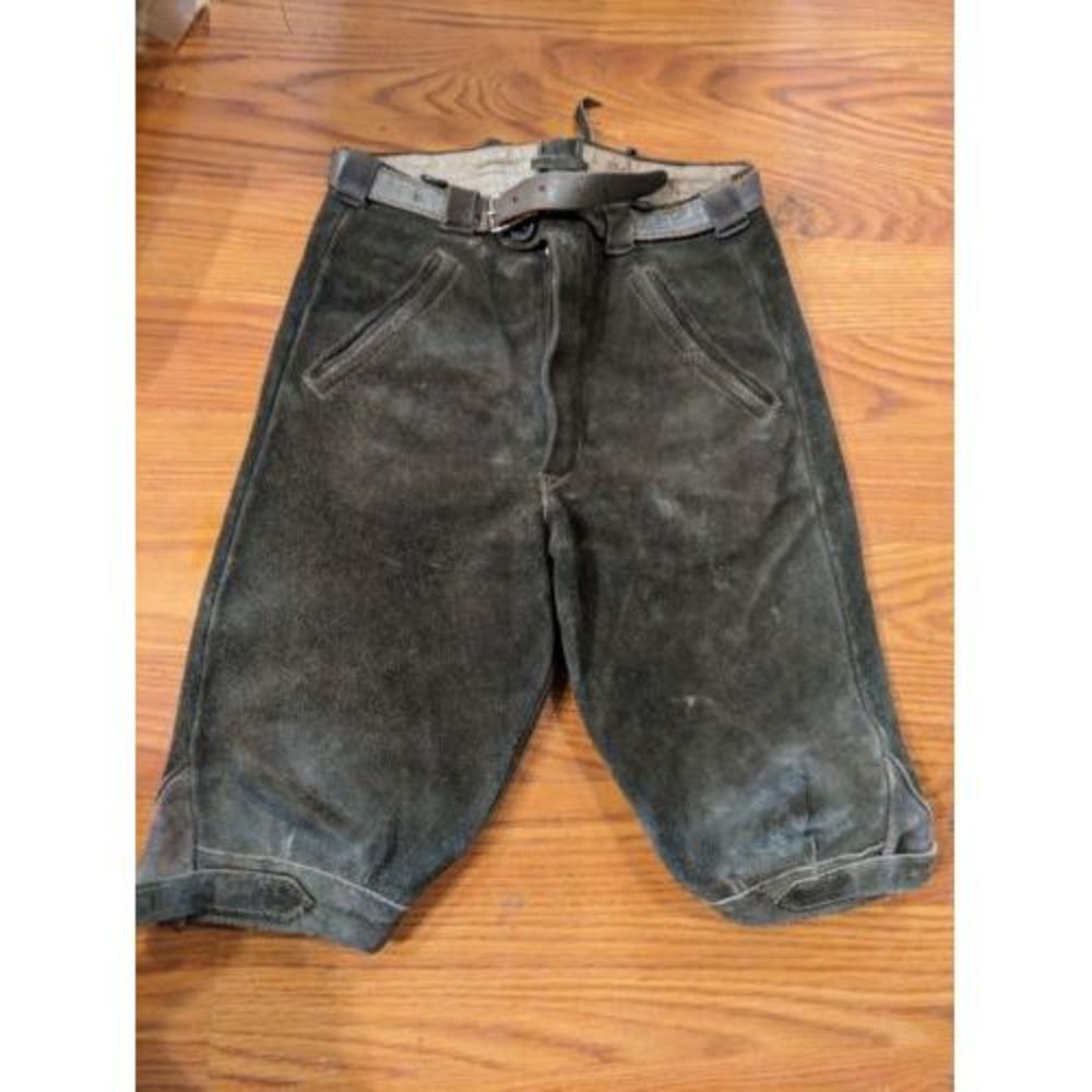 Vintage Gray leather suede lederhosen, shorts, size , 21"‎ waist